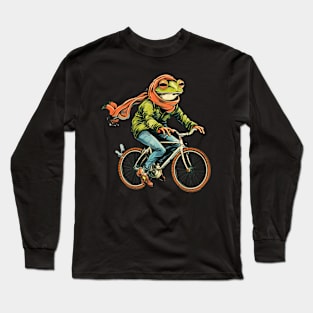 Funny Frog On A Bike Long Sleeve T-Shirt